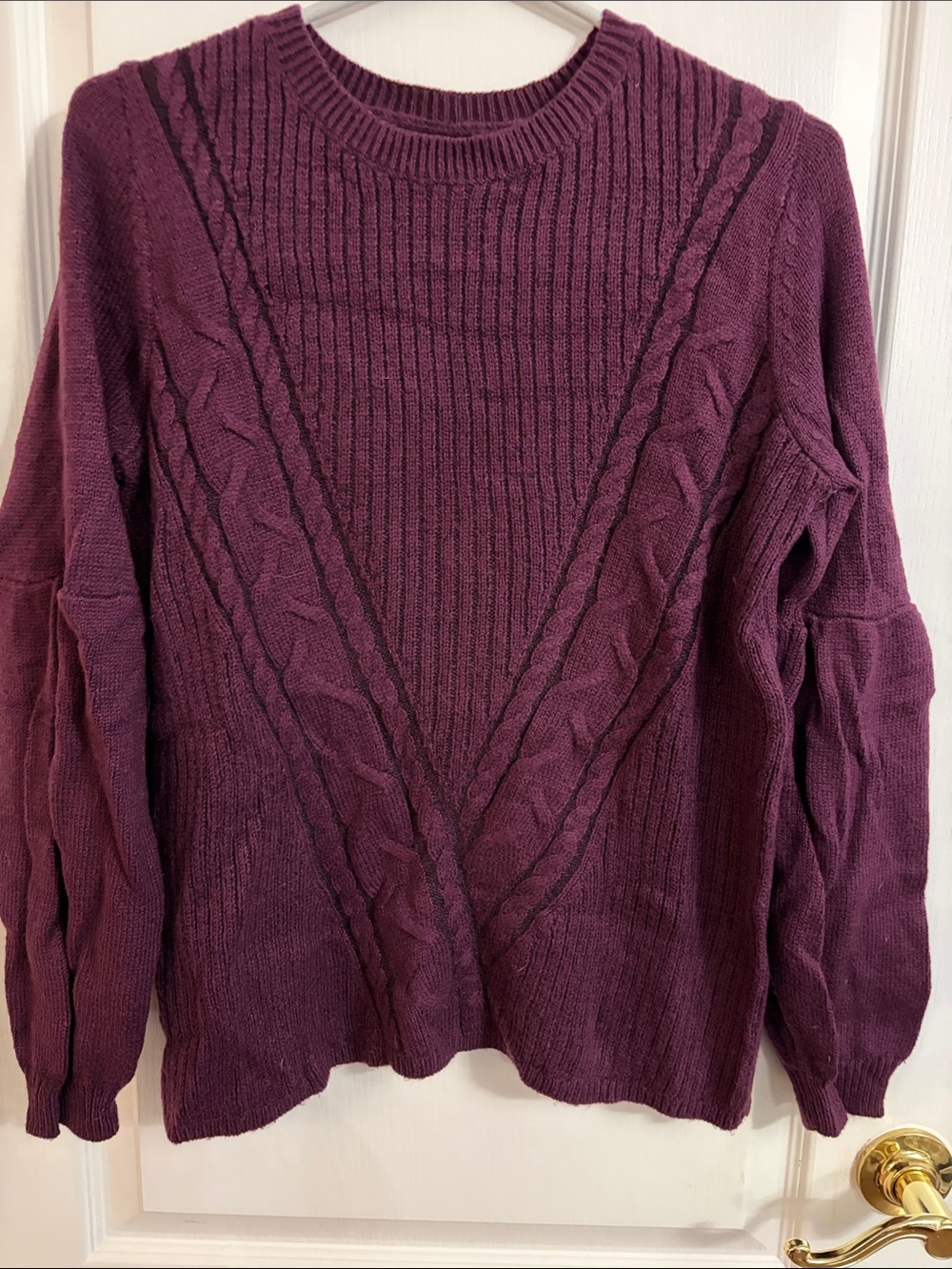 Womens Cable Knit Plum Sweater